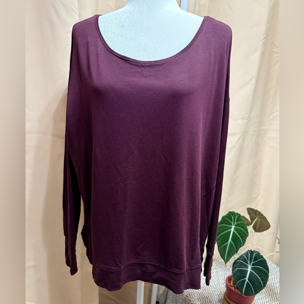Sweaty Betty After Class Longline Sweatshirt Plum Burgundy - L